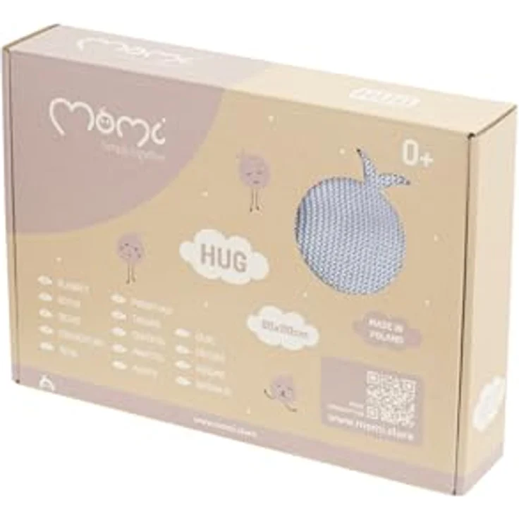 MoMi Kinder- und Babydecke HUG, 80x110 cm, Kuscheldecke aus 50% Baumwolle mit 50% Bambusfasern, Strickdecke ideal für Buggy, Kinderwagen und Babybett – Bild 22