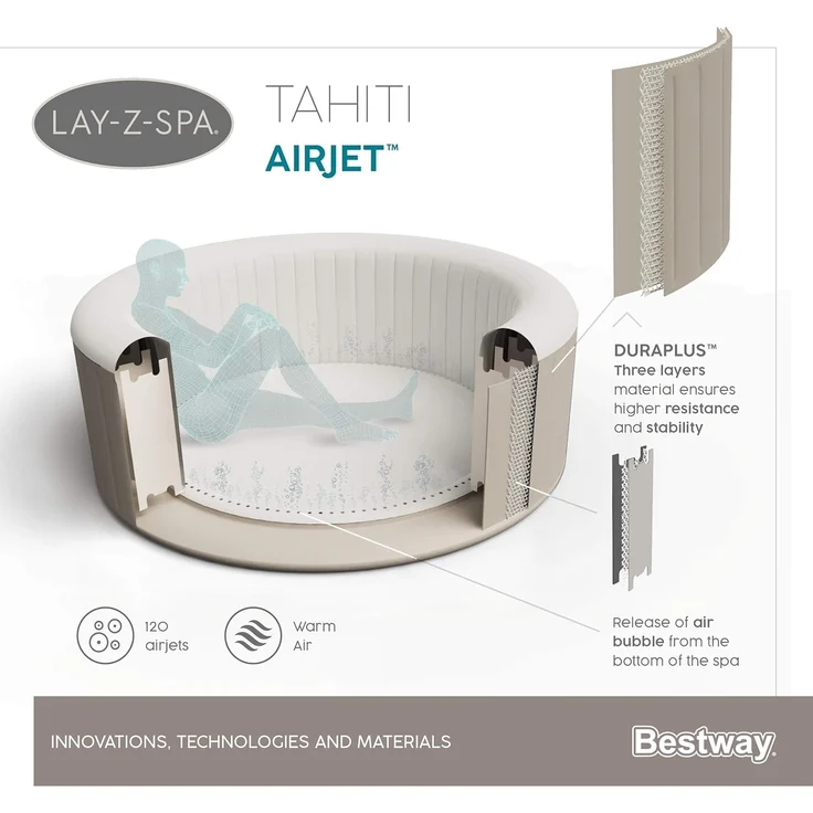 LAY-Z-SPA® Whirlpool 'Tahiti AirJet™', Ø 180 x 66 cm, rund – Bild 35