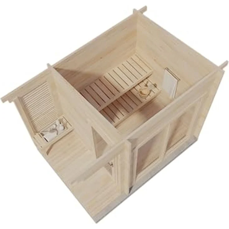 FinnTherm 'Lizzy S' Gartensauna mit 2 Sitzbänken, Holz natur, 265,5 x 228 x 330 cm – Bild 4