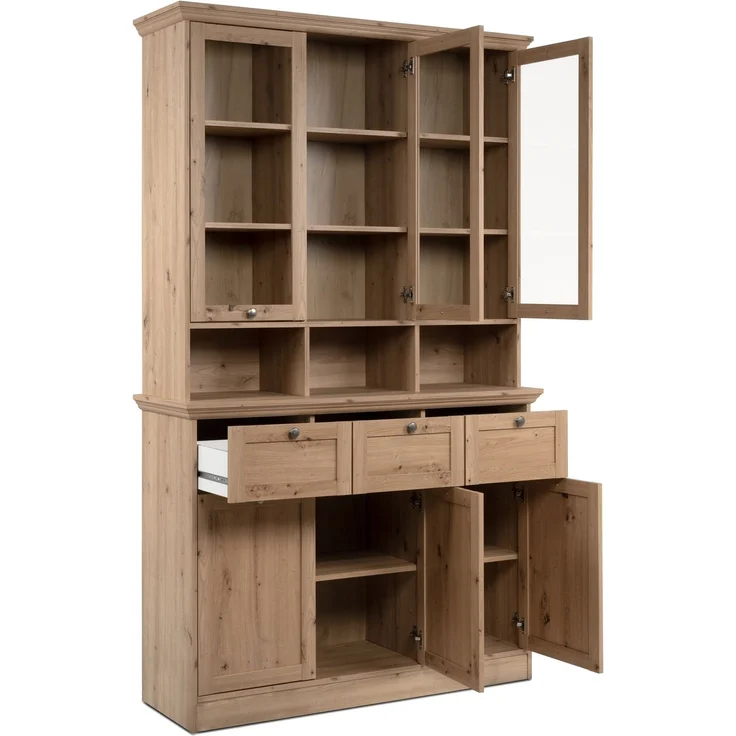 Buffet >Timber< Landhaus, 6 Türen, 3 Schubladen, in Glas / Artisan Eiche Dekor - 120x200x40cm (BxHxT) – Bild 6