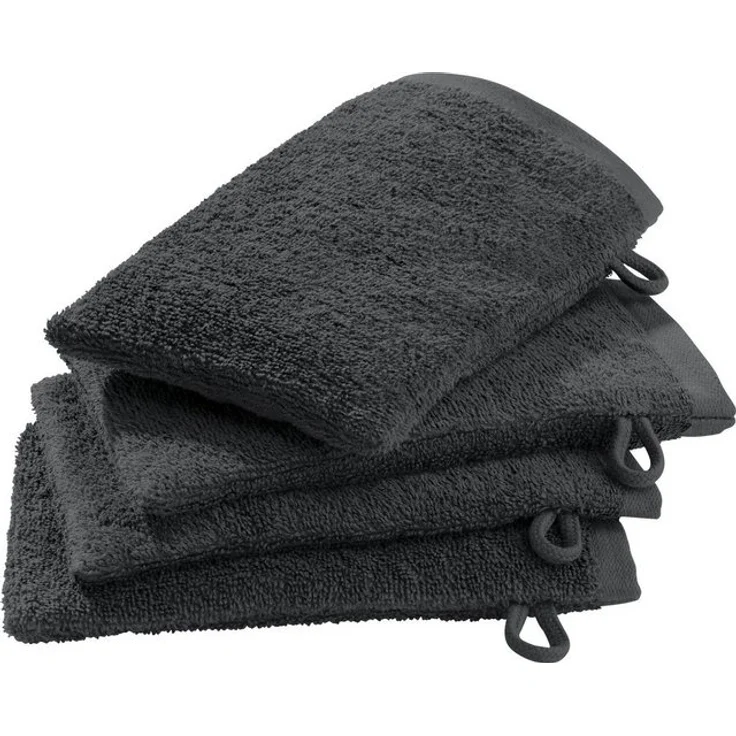 Erwin Müller Waschhandschuh Waschhandschuh "Ludwigsburg" 4er-Pack, Frottier (4-St), Walk-Frottier Uni – Bild 3