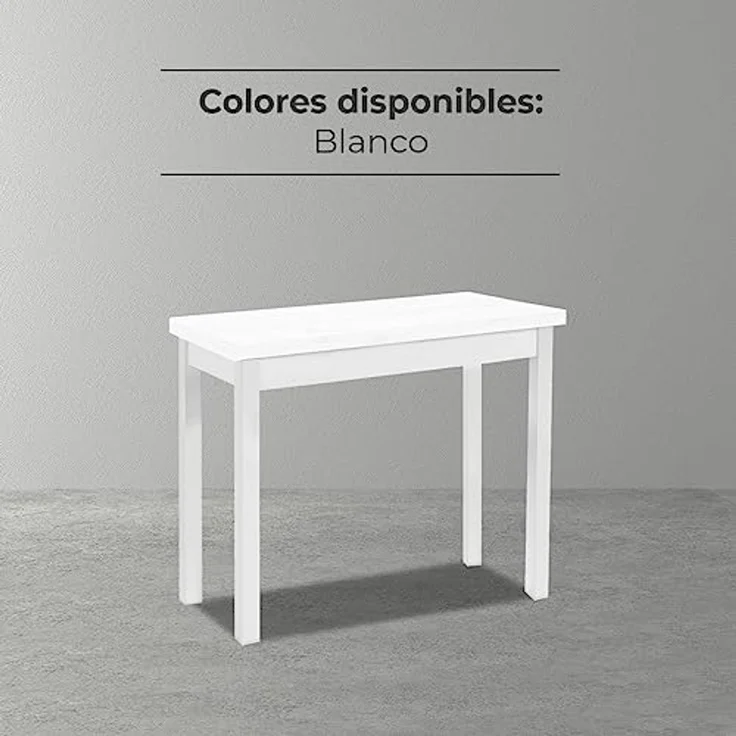 ASTIMESA Küchentisch ohne Schublade und Platte aus laminiertem Holz, weiß, 80 x 40 cm bis 80 x 80 cm – Bild 7