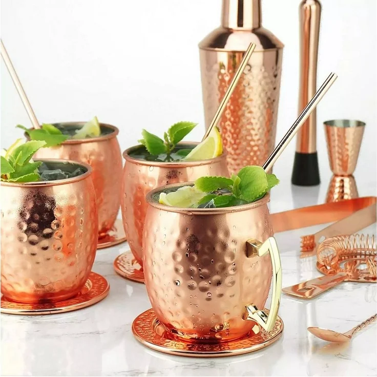 Faizee Möbel Tasse Cocktailglas Moscow Mule Becher Kupferbecher 500ml Fassungsvermögen, 1-tlg, Kupfer/Edelstahl – Bild 3