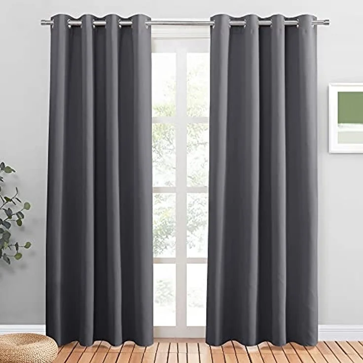 PONY DANCE Thermovorhang Hitzeschutz Haustür Verdunklungsvorhänge mit Ösen 2er Set H 228 x B 117 cm Schlafzimmer Gardinen und Vorhänge Grau Blickdicht Curtains for Living Room – Bild 1