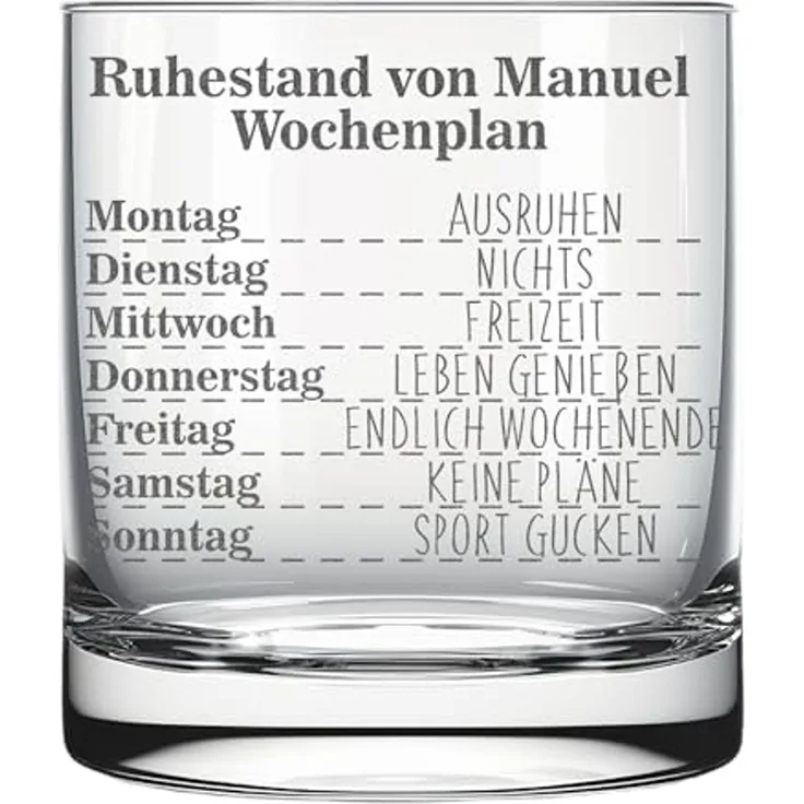 Lasernauten Whiskyglas Glas mit Gravur zur Rente Ruhestand Whiskyglas Geschenk Pensionierung, mit Gravur