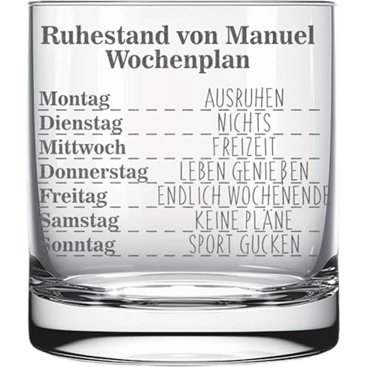 Lasernauten Whiskyglas Glas mit Gravur zur Rente Ruhestand Whiskyglas Geschenk Pensionierung, mit Gravur – Bild 1