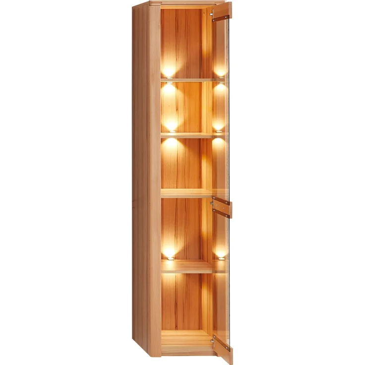 Standvitrine >Nature One< 1 Tür, mit LED, FSC, Kernbuche teilmassiv - 43x203x40cm (B/H/T) – Bild 3