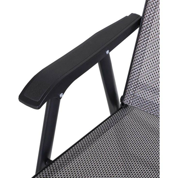 Set mit 2 klappbaren Gartenstühlen mit Armlehnen, Essstühle für den Außenbereich aus Metall und Texteline, für Terrasse, Balkon, Außen- und Innenbereich, 58 x 64 x 94 cm, grau – Bild 10