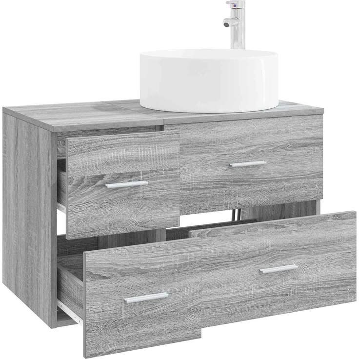 vidaXL Badezimmerschrank-Set 2 stk. Grau Sonoma 79,5 x 44,5 x 80 cm 3404013 – Bild 3