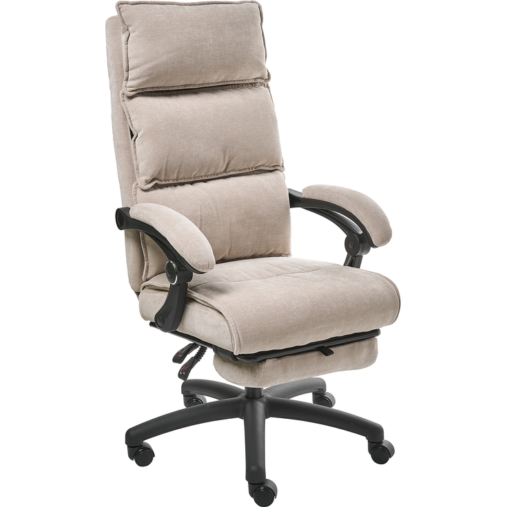 Chefsessel mit Fußstütze EATON Chenillegewebe Beige