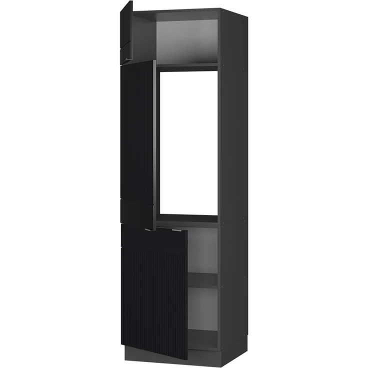 Kühlumbauschrank Fame-Line Schwarz gestreift 60 cm Vicco – Bild 4