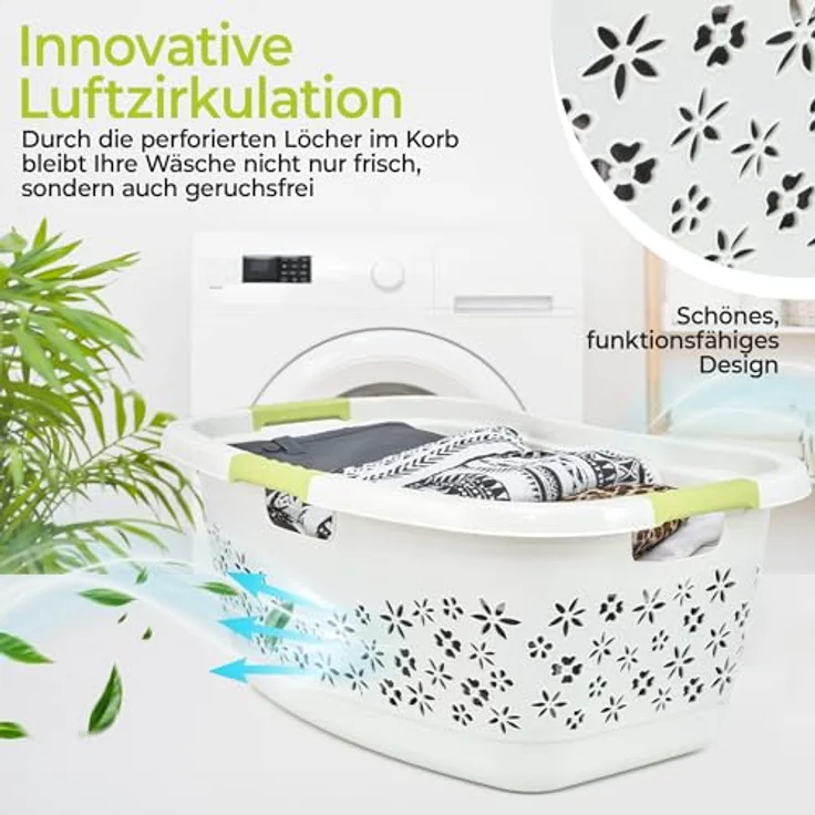 KiNDERWELT Wäschekorb Premium 50 L ergonomischer Form, Soft-Touch-Griffe, an den Körper angepasste Nierenform – Bild 4