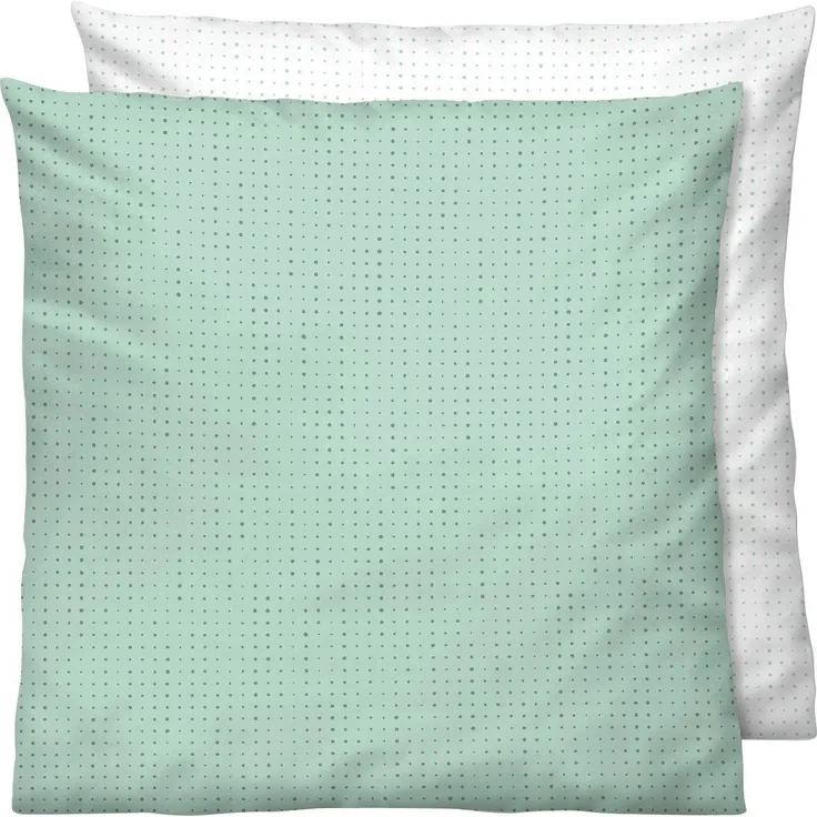 biberna 0636047 Mako-Satin Bettwäsche PUNKTE - MIX & MATCH, mint, 1x 80x80 cm