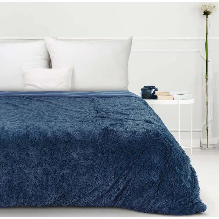 Flauschige Decke Wohndecke Kunstfell Überwurf Sofadecke Kniedecke Tifany 1 150x200 cm dunkelblau – Bild 3