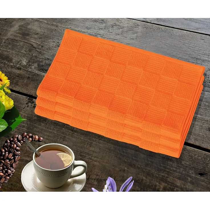Lashuma Geschirrtuch Lissabon, (Set, 3-tlg), Weiche Trockentücher 50x50 cm orange – Bild 1