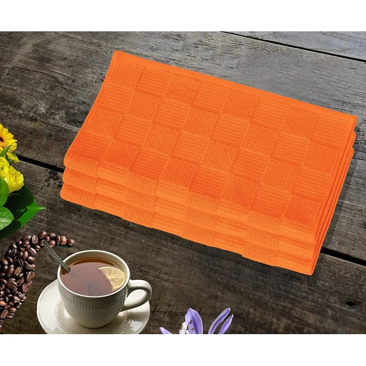 Lashuma Geschirrtuch Lissabon, (Set, 3-tlg), Weiche Trockentücher 50x50 cm orange