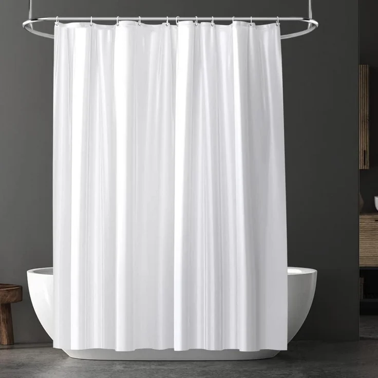Duschvorhang Anti-schimmel Wasserdicht PEVA 180x180 cm Weiß 12 Ringe – Bild 1
