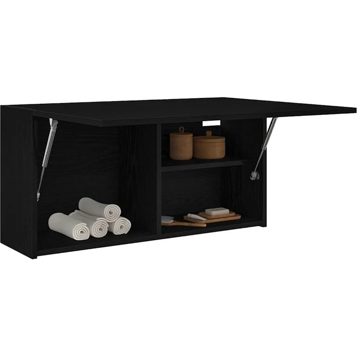 vidaXL Bad-Wandschrank Schwarz 80x25x40 cm Holzwerkstoff 860086 – Bild 1