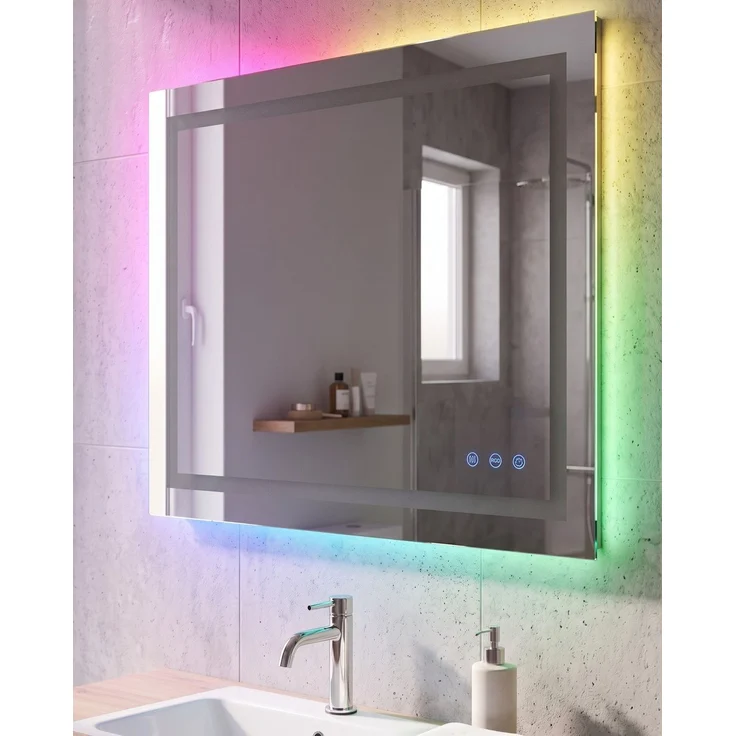 LED-Badezimmer-Spiegel PRENOIS 80 cm x 60 cm Silber – Bild 3