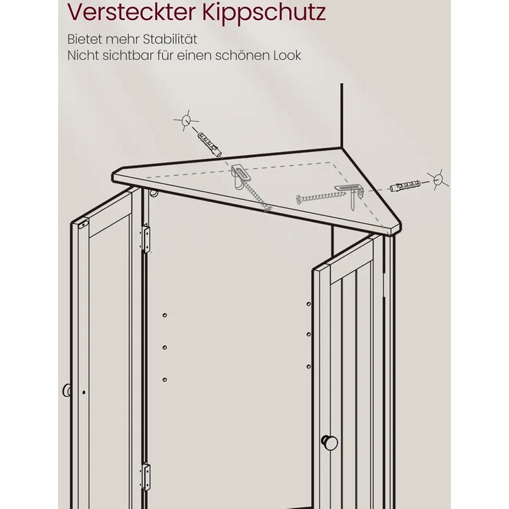 VASAGLE Eckschrank, Badezimmerschrank, mit Türen, verstellbare Ablage, für Badezimmer, Küche, Wohnzimmer, modern, Landhausstil, wolkenweiß BBC844P31 – Bild 6