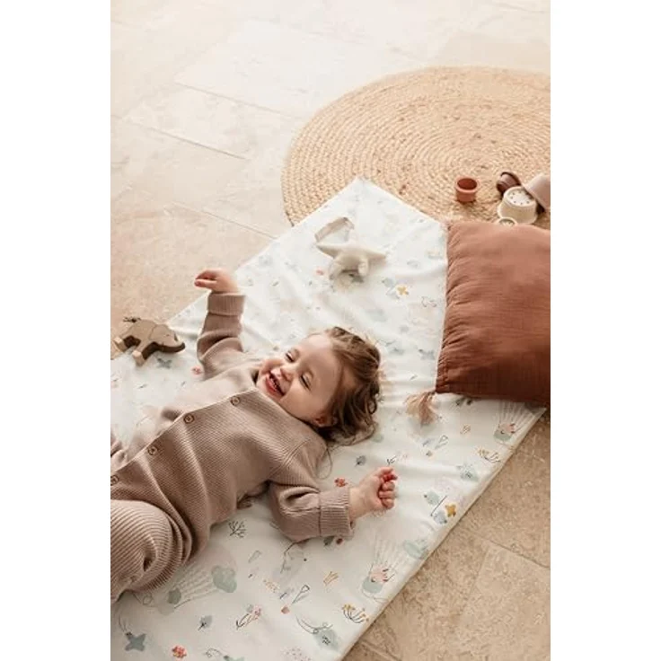 Tinéo - Matelas Bébé De Voyage 60x120x4cm - Dessous Polychlorure De Vinyle - Utilisation Intérieur et Extérieur - Déhoussable - Enroulable - Transportable (Balloons) – Bild 9