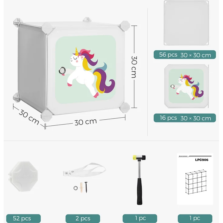 Songmics Regalsystem mit 16 Würfeln, Kunststoff weiß, 16 x 30 x 30x30 cm – Bild 5