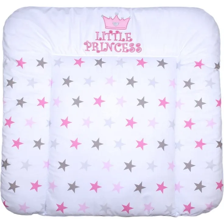 Wickelauflage mit Applikation - Princess Star Rosa - Wickeltischauflage Baby Auflage (70x85 cm)