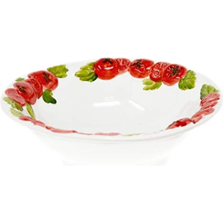 Lashuma Salatschüssel Tomate, Keramik, (1-tlg), Tiefe Pastaschale mit Relief Dekor 27 cm Ø – Bild 6