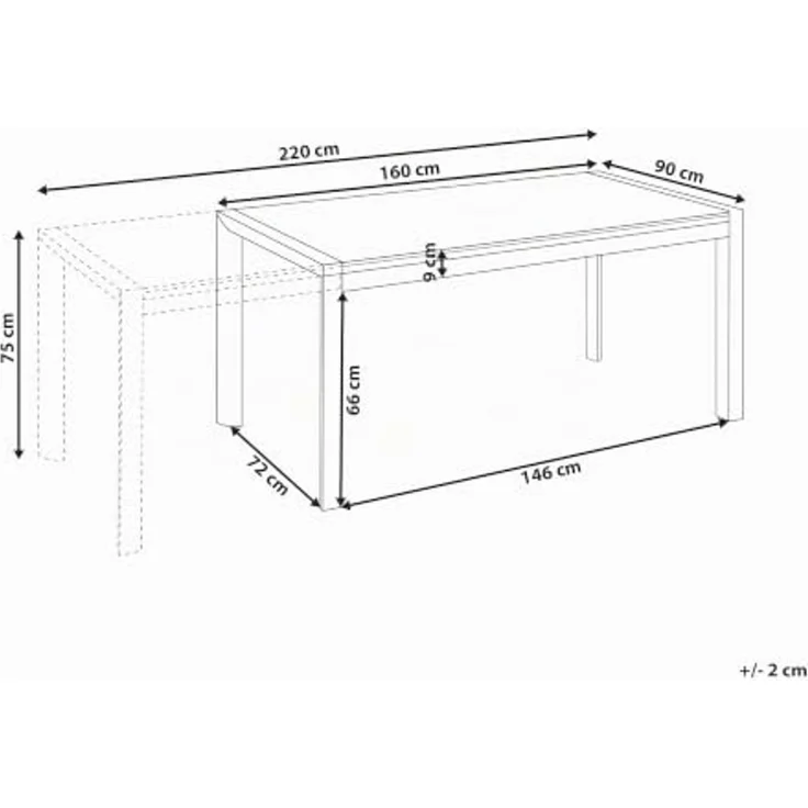 Ausziehbarer Gartentisch BINASCO 160 220 cm 90 cm Steinoptik Grau – Bild 3