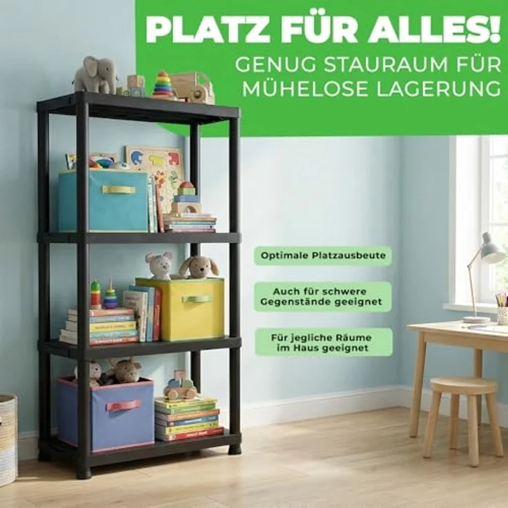 ONDIS24 Steckregal 4x Kunststoffregal, 60 x 30 x 135 (H) cm, 4 Böden, Schwerlastregal, bis zu 80 kg, Regal, Lagerregal - 4er Pack – Bild 7