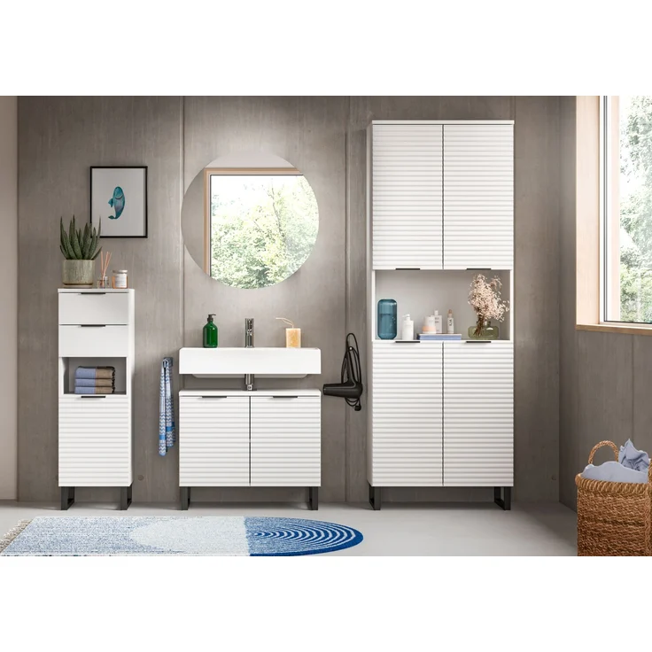 Waschbeckenunterschrank Riff - Weiß – Bild 2