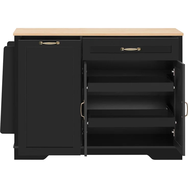 Merax Sideboard mit 3 Türen und einer Schublade, Buffetschrank mit ausziehbaren Regalen für Esszimmer, Wohnzimmer und Küche (Schwarz) – Bild 7