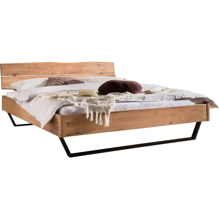 Hasena Massivholzbett Fossoli Wildeiche mit Metallkufen 140x220 cm, Fußhöhe 20 cm – Lounge – Bild 1