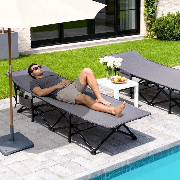 Sekey Feldbett Klappbar XXL Campingbett, 190 x 71 x 35 cm Klappbett mit seitlicher Tasche, für Garten Camping – Bild 5
