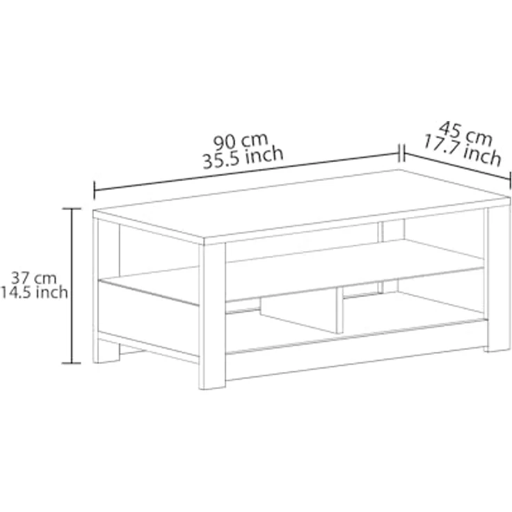 Modern Coffee Table with Glass Shelf, White & Oak, 90 x 37 x 45 cm | 100% Melamine Coated Particle Board, 18 mm Thick | Wall-Mountable, Stylish Design – Bild 3