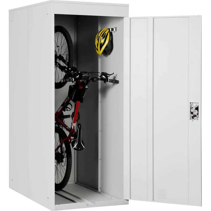 Fahrradgarage HWC-H66, Fahrradbox Gerätehaus Fahrradunterstand, erweiterbar abschließbar Metall ~ hellgrau – Bild 1