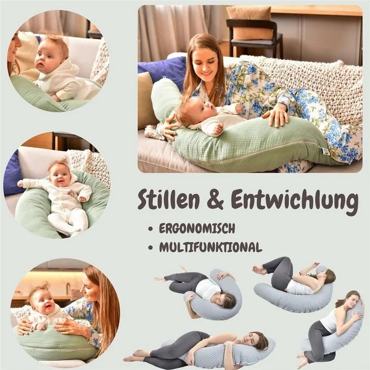 SEI Design Stillkissenbezüge Bezüg für Stillkissen Lagerungskissen Seitenschläferkissen 190x30 cm – Bild 3