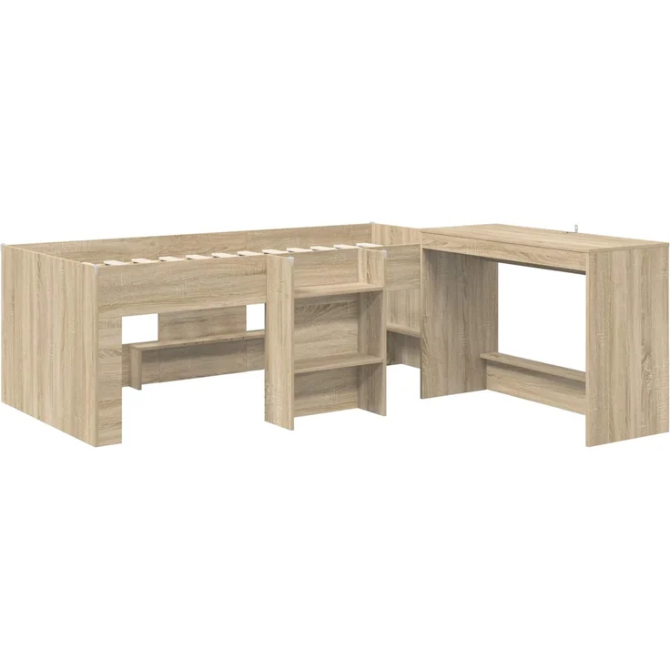 vidaXL Hochbett mit Schreibtisch für Kinder 2 Stk. Sonoma-Eiche 3423472 – Bild 3