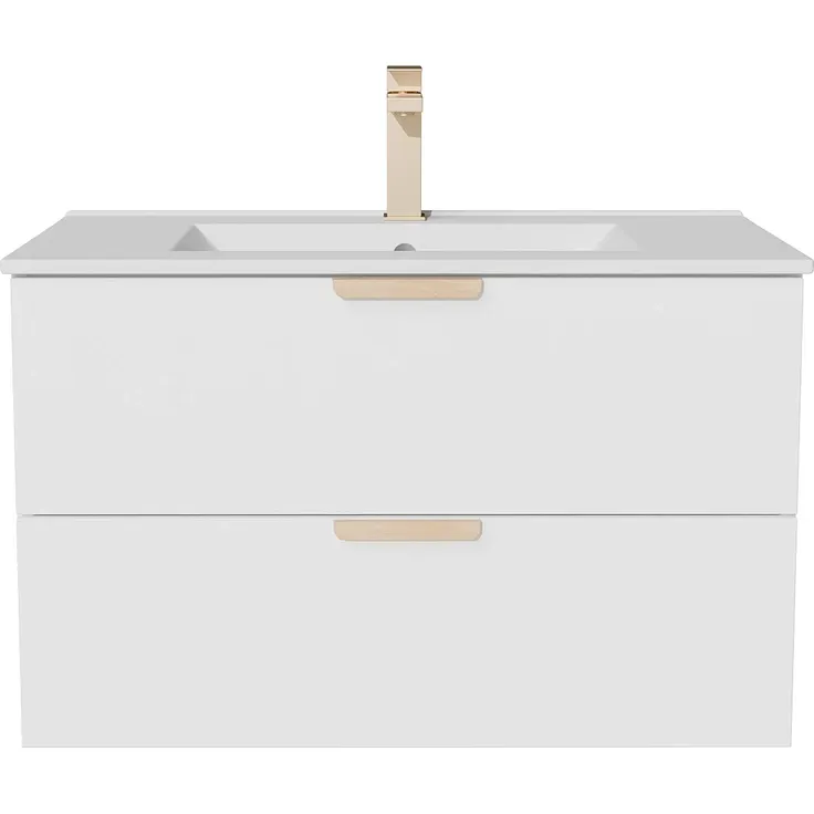Vente-unique - AVORELI Waschbeckenmöbel Holz, Platte Weiß - B 46 cm x H 50 cm x L 80 cm – Bild 5