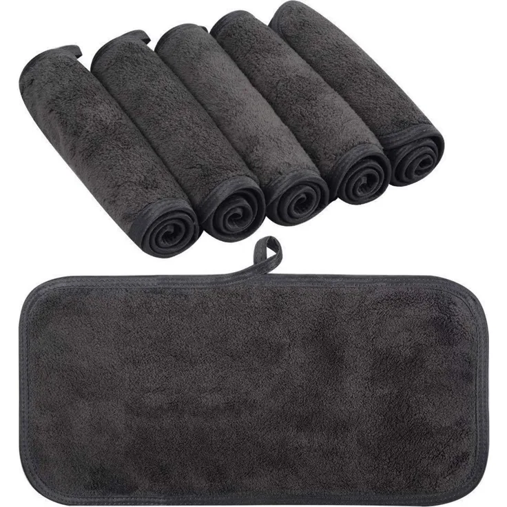 KinHwa Microfaser Waschlappen 15x30cm Make-up Entferner 6er Pack Dunkelgrau