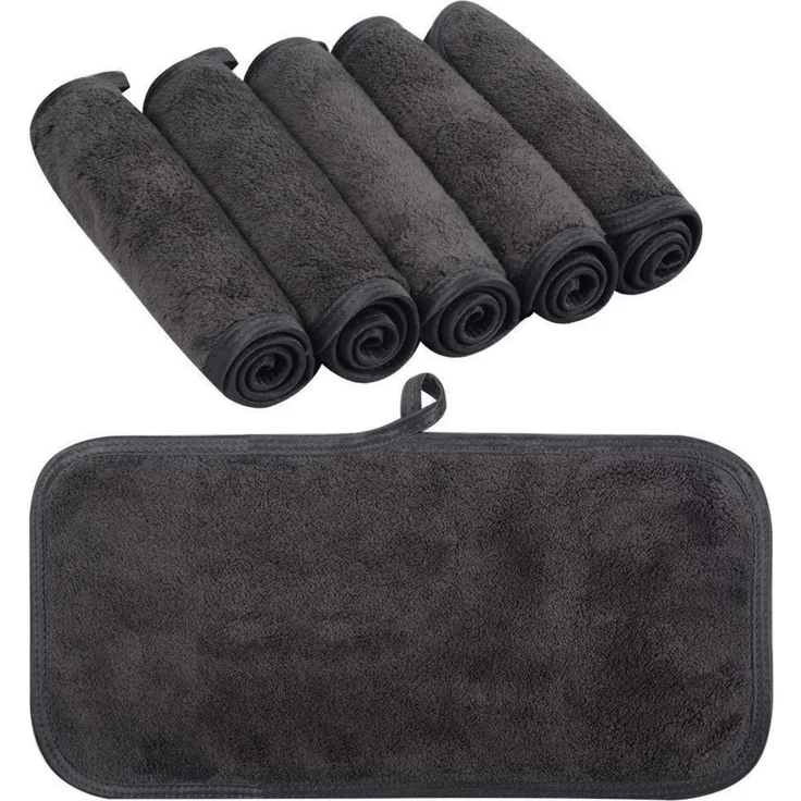 KinHwa Microfaser Waschlappen 15x30cm Make-up Entferner 6er Pack Dunkelgrau – Bild 1