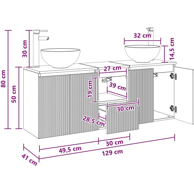 vidaXL Wandmontiertes Badezimmerschrank-Set 3 stk. Weiß 3405617 – Bild 12