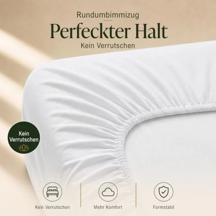 MALIKA® Spannbettlaken 180x200 - 200x200 cm, Baumwolle Jersey, passend für Matratzenhöhe bis 28 cm, Oeko-Tex zertifiziert – Bild 3