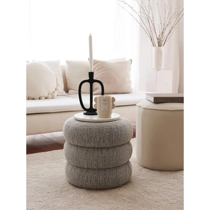 Stylish Grey Pouffe, 40 x 40 x 40 cm | 100% Wooden Frame, Soft Teddy Fabric | Perfect for Modern Living Rooms & Cozy Spaces, Versatile & Chic Design – Bild 3