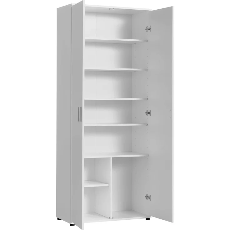Home Collective Mehrzweckschrank 75 cm breit mit Einlegeböden 75x35x184 cm (BxTxH) Weiß (Vorratsschrank Universalschrank für Haushalt, Flur, Büro, Keller) mit 2 Türen & 6 Einlegeböden – Bild 6