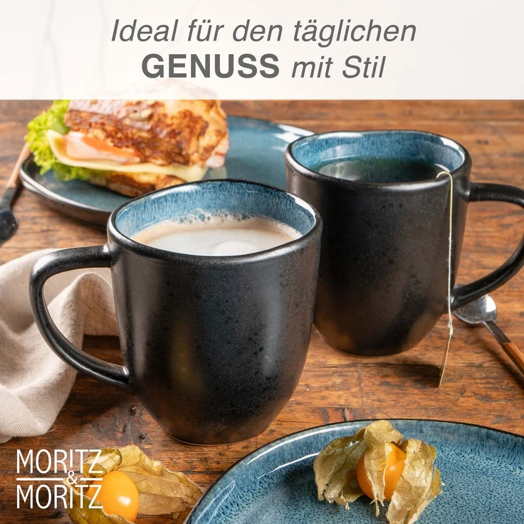 Moritz & Moritz ORGANIC 6 tlg. reaktiv blau Tassen Set – Bild 5