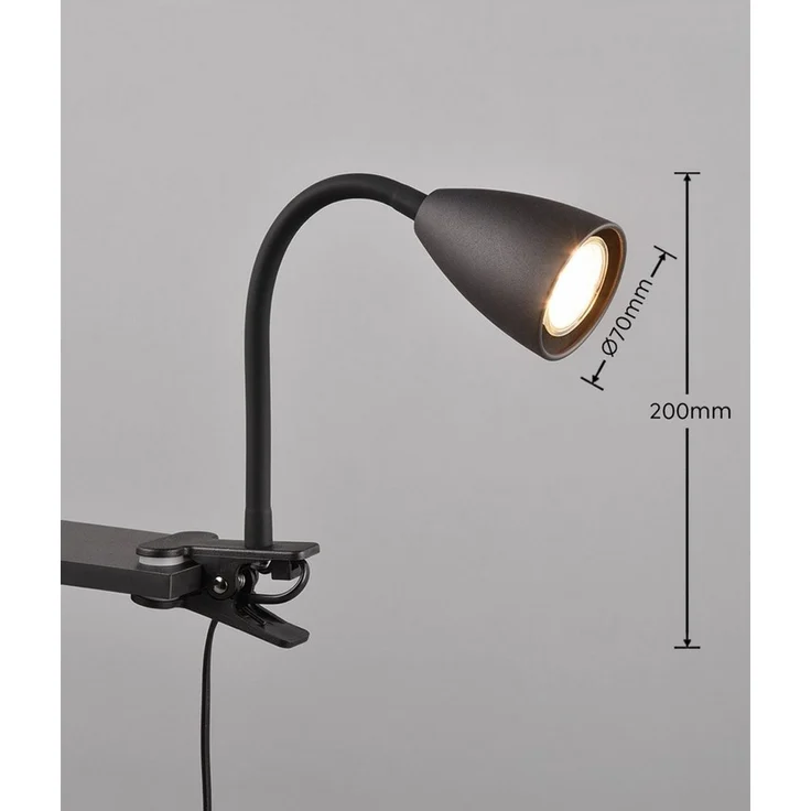 TRIO Leuchten Klemmleuchte WANDA Leselampe mit Klemmhalterung exkl. 1xGU10 max 10W Schnurschalter, Ein-/Ausschalter, Leuchtmittel wechselbar, warmweiß - kaltweiß, flexibel verstellbar, ideal für Büro Regal Schreibtisch Arbeitsplatz – Bild 3