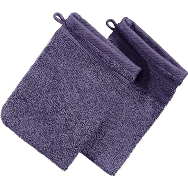 Erwin Müller Waschhandschuh Waschhandschuh "Heidelberg" 2er-Pack, Frottier (2-St), Walk-Frottier Uni, Lila – Bild 2