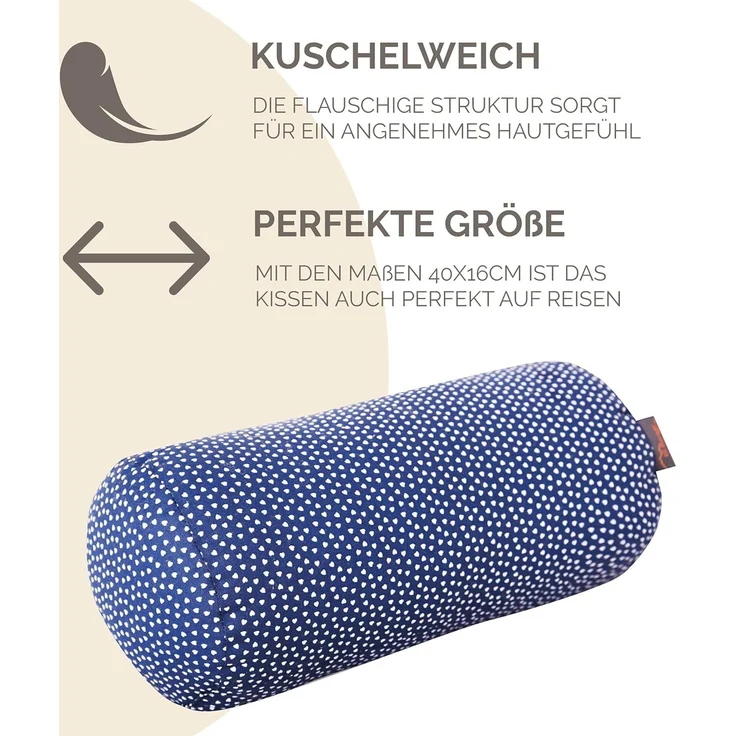 Dr. Berger Nackenrolle, Baumwolle Miniherz blau, 40x16 cm – Bild 5