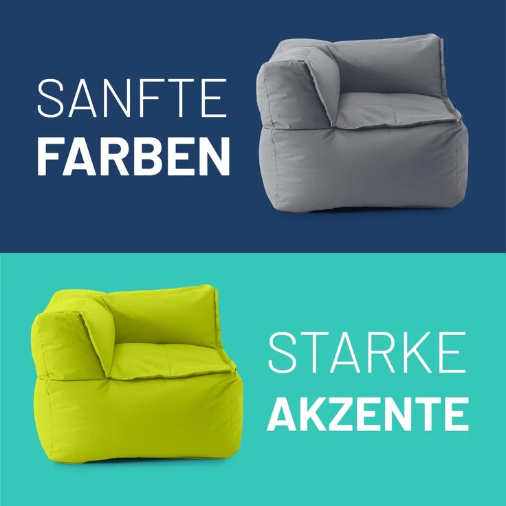 Lumaland Sitzsack-Sofa, Polyester, Eckteil, Apfelgrün, 70 x 81 x 81 cm – Bild 8